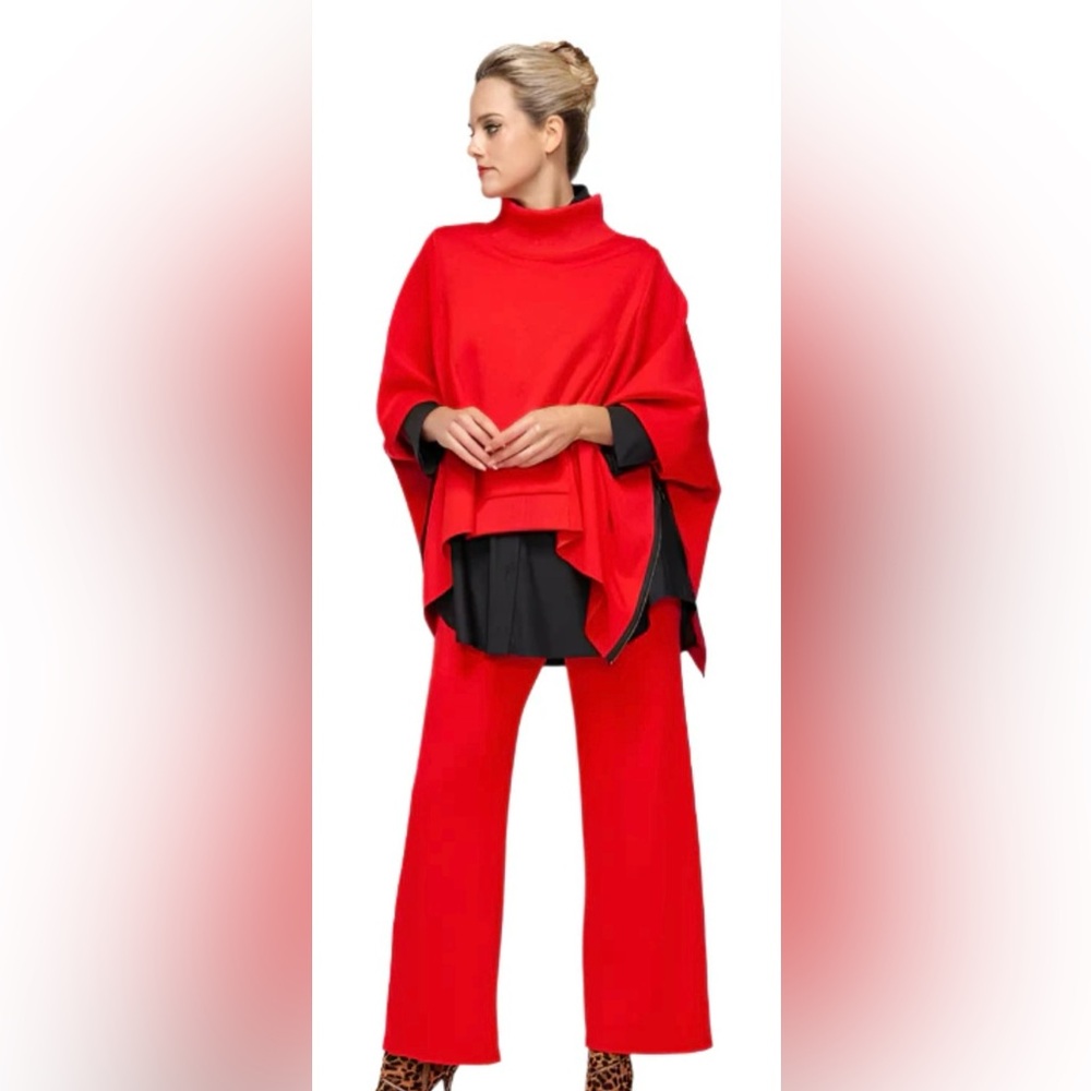 IC COLLECTION Red Poncho Sweater